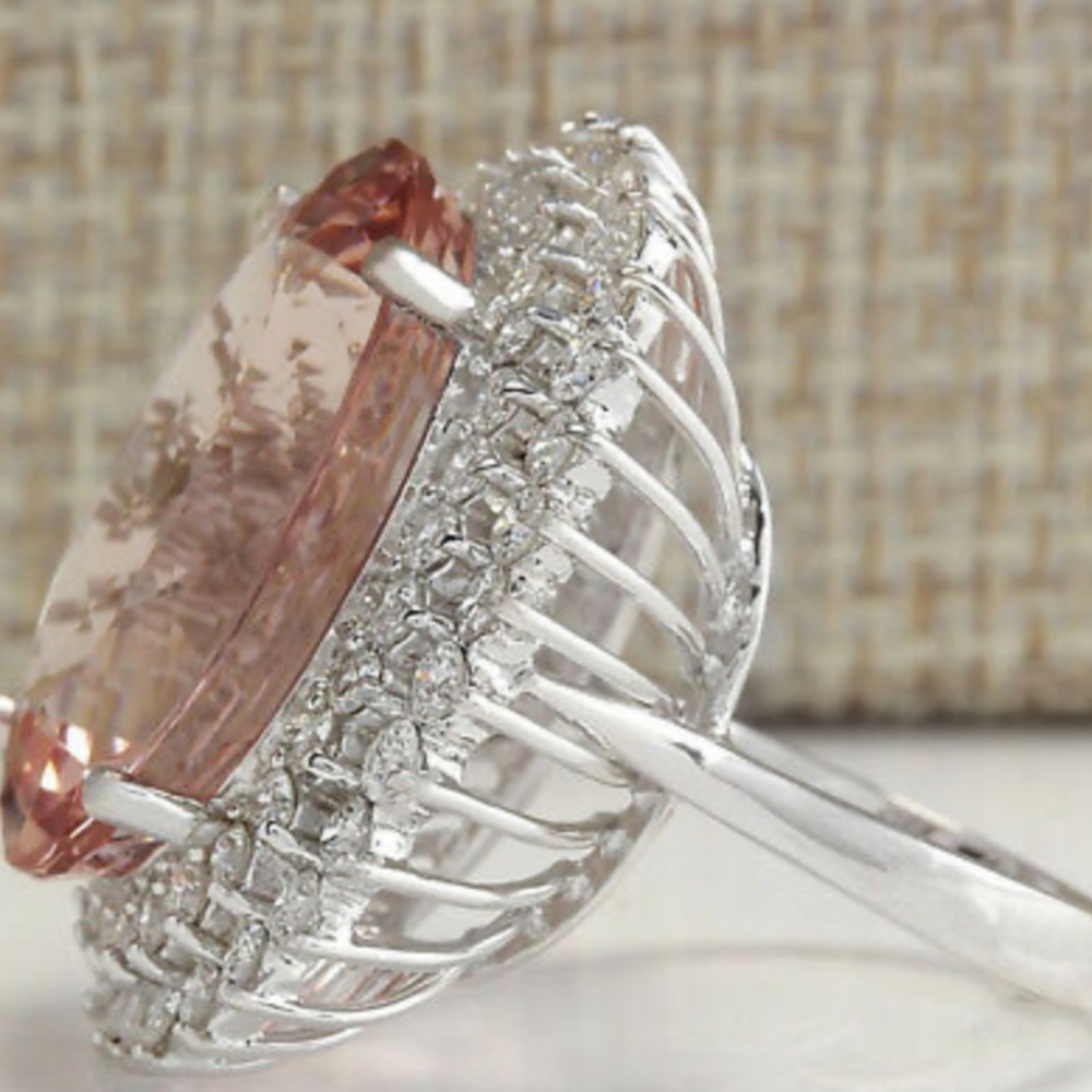 Gorgeous Huge 925 Silver Ring Champagne Crystal - Picture 10 of 15